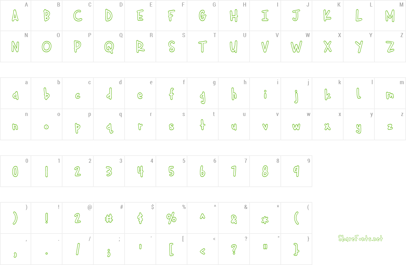 Font Cuddlebugs Outline preview